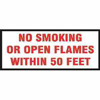 12 x 18 Inch (in) NO SMOKING OR OPEN FLAMES WITHIN 50 FEET Decal - (09-M-26B)""