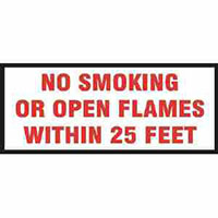 12 x 18 Inch (in) NO SMOKING OR OPEN FLAMES WITHIN 25 FEET Decal - (09-V-39B)""