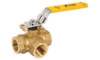 3/4 Inch (in) Brass 3-Way L-Port Ball Valve