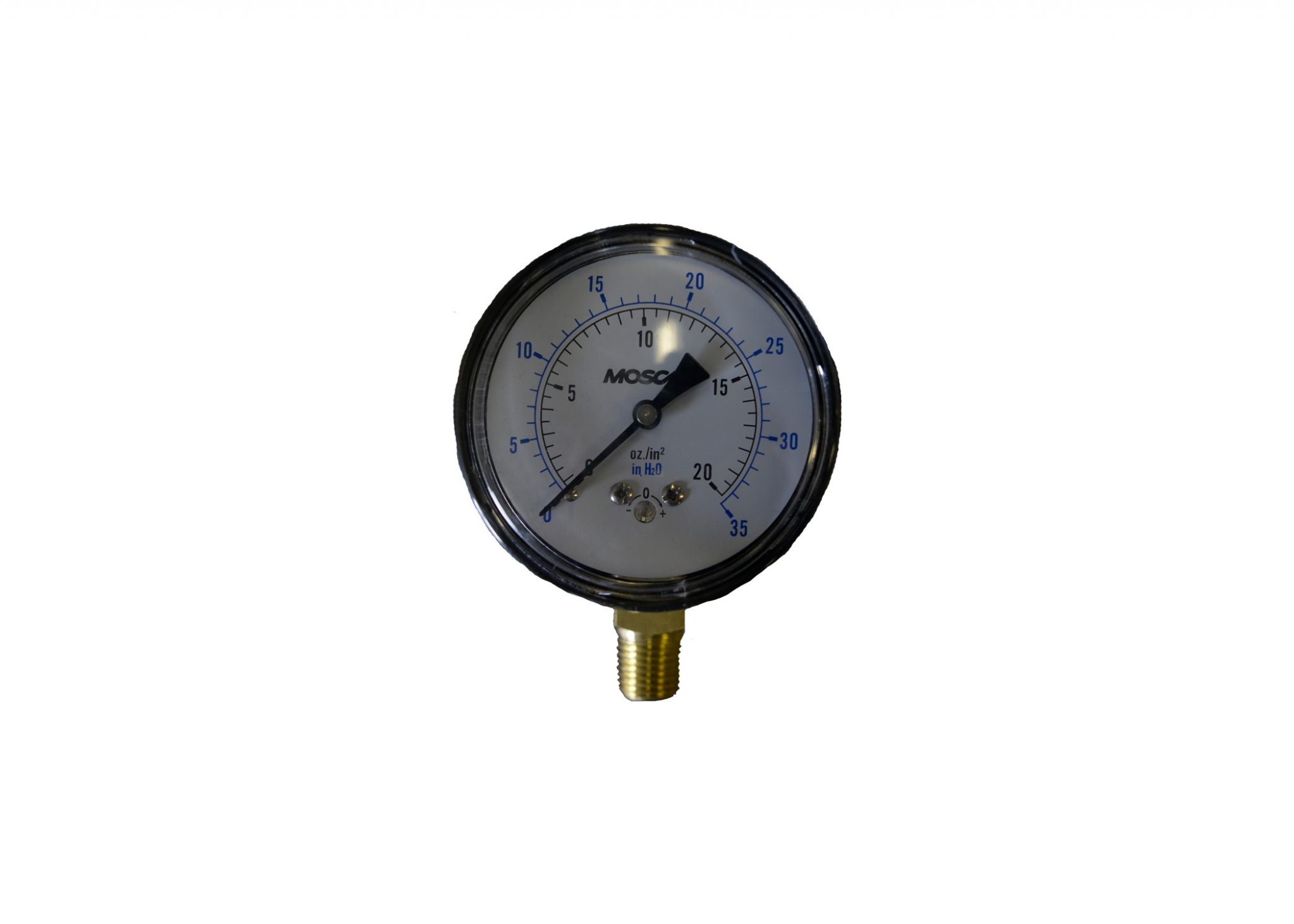 35 WC/20 OZ BOTTOM MOUNT PRESSURE GAUGE 2-1/2" - STEEL