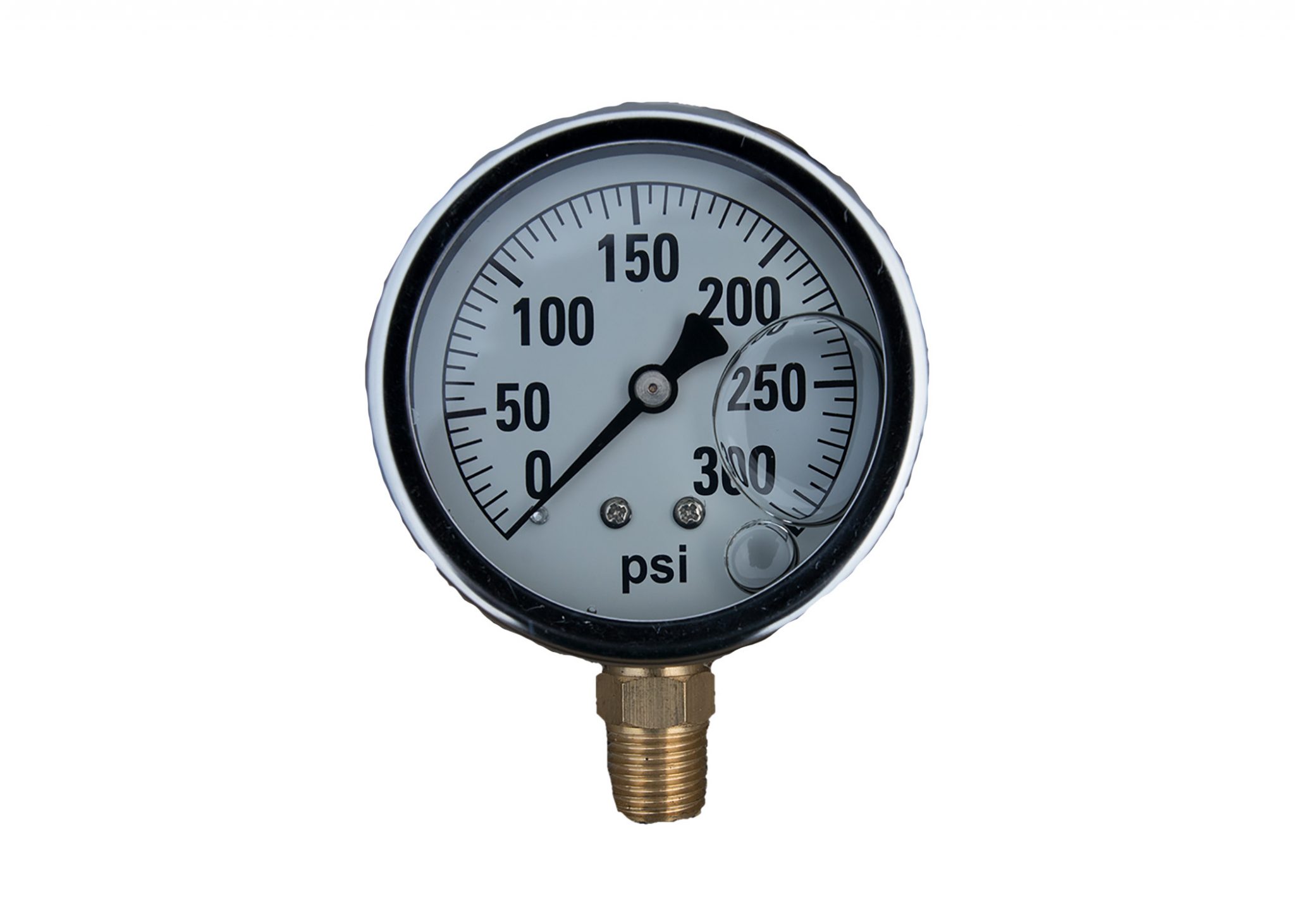 300# LIQUID FILLED BOTTOM MOUNT PRESSURE GAUGE 2-1/2" - STEEL