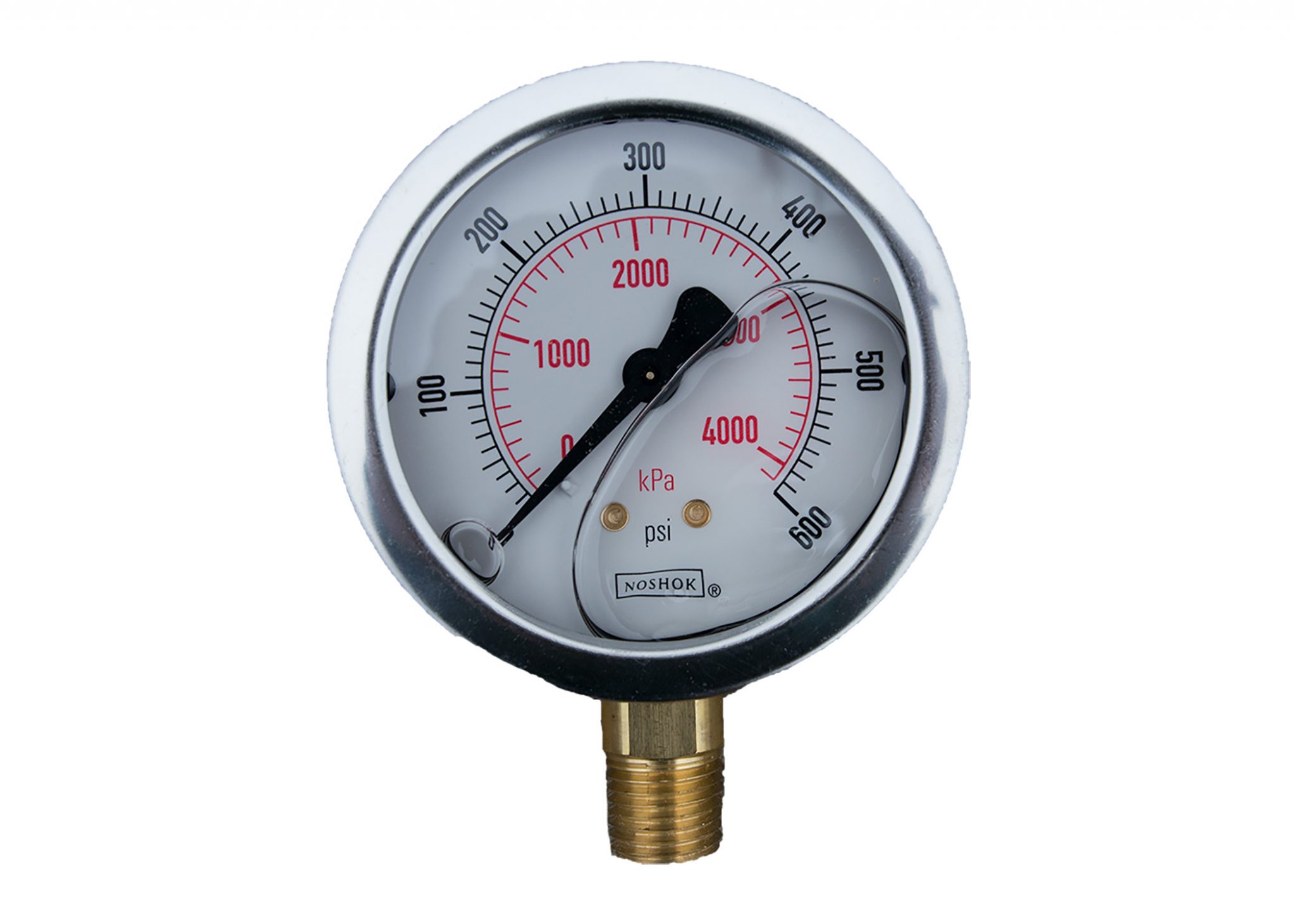 0-600# LIQUID FILLED PRESSURE GAUGE BOTTOM MOUNT